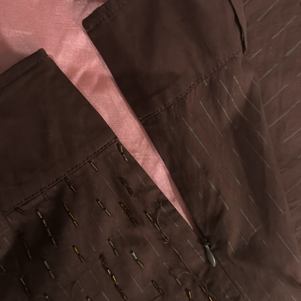 Basil and Maude embroidered embellished beaded brown western skirt size 6 - Picture 8 of 12